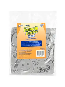 Damp Duster Towel - 2 Pack, Traps and Holds Dust, Compressible for Dusting Tight Spaces, 7" x 6"