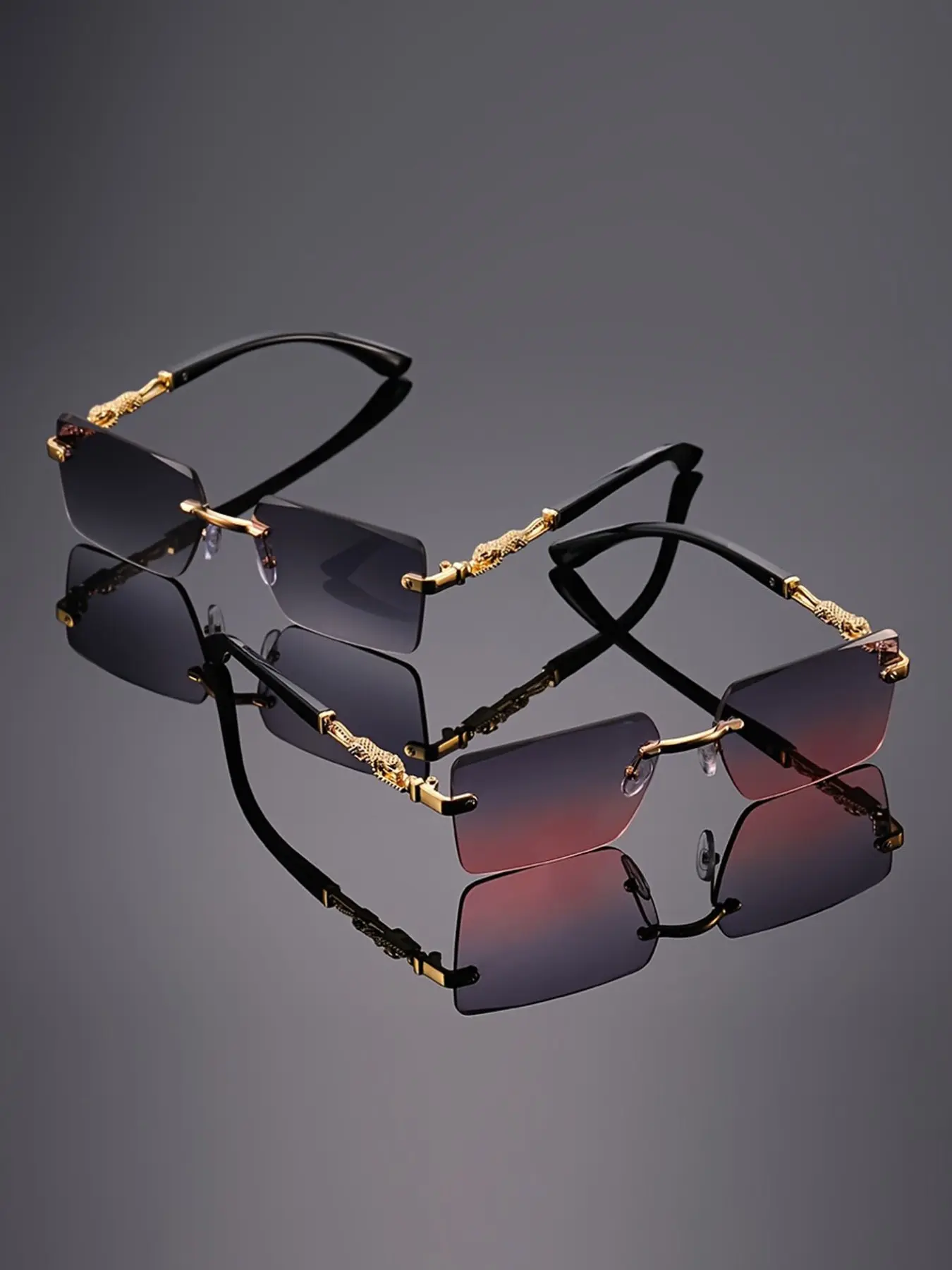 2 Pairs Couple Fashionable Casual Versatile Elegant Frameless Glasses, Unique Square Men Women Eyewear, Perfect for Photoshoots Music Festivals Gift, Square Sunglasses, Leopard Pattern Sunglasses, Trendy Sunglasses, Trendy Shades