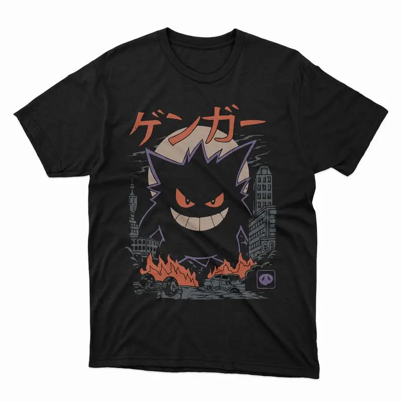 Men's Gengar Pocket Monsters Anime Shirt, Halloween Japanese Jersey