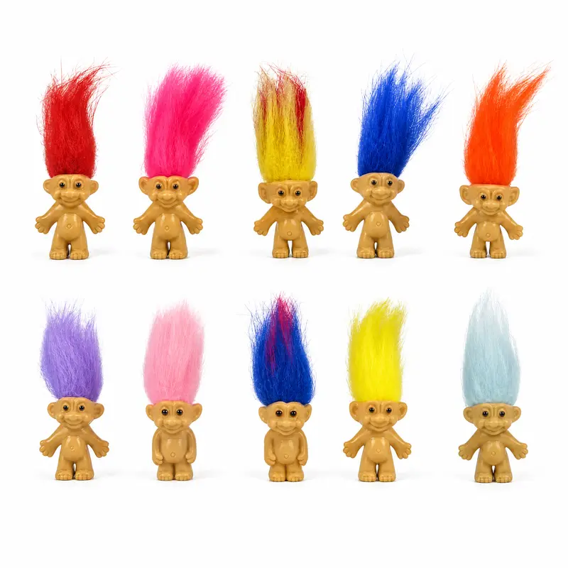 YINTLILOCN Halloween 1.2-Inch Mini Troll Dolls (10pcs) - 90s Vintage Figurines with Colorful Hair, Quirky DIY Mini Gifts, Home Decor Items, Cake Toppers, Collectible Toys & Party Favors