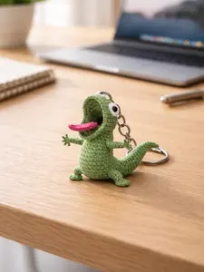 Handmade Crochet Lizard Keychain, Cute Amigurumi Gecko Bag Charm, Kawaii Animal Keyring Gift for Her