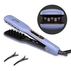 JINRI Hair Brush, Pumped-Up Volume, Hair Iron, Adjustable Temp, 360 ° Tail Rotation, Lasting Volume, for Short Or Thin Hair, Dual Voltage (100-240V), Volumizing Hair Iron, Purple, 1.25 inch