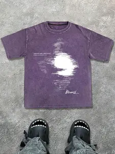 Men's Regular Fit Plain Wave Print Short Sleeve Graphic Tee Casual Style Tee Comfy Round Neck T-shirt for Summer, Fashion Men's Top Casual Streetwear Top for Daily Wear, Cotton