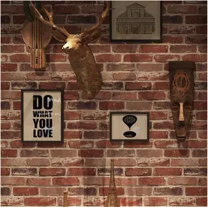 Red Brick Wallpaper Peel and Stick Realistic Distressed Textured Rock Stone Self Adhesive Contact Paper Embossed Vintage Removable Vinyl Wall Paper Faux Brick Look Wall Covering 118inch