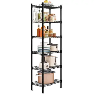 6 Tier Kitchen Storage Rack,Sturdy Shelves Iron Shelf Metal Shelves,Adjustable Kitchen Storage Shelves Rack Unit for Kitchen  Basement Storage,16.54"Wx11.81"Dx62"H Deals For You Days Organizer Home