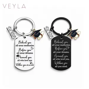 Graduation Gift 2026  – Meaningful Keychain for Graduates, “Behind You All Your Memories…” | Gift for Son Daughter Friend (Silver/Black)