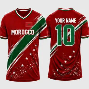 [Custom Name] Morocco Soccer Fan Jersey, Personalized Name Number Football Shirt, Red Green Sports Apparel, Custom Supporter Jersey, Moroccan Pride Football Tee, Unisex Fan Wear, Gift For Morocco Fans