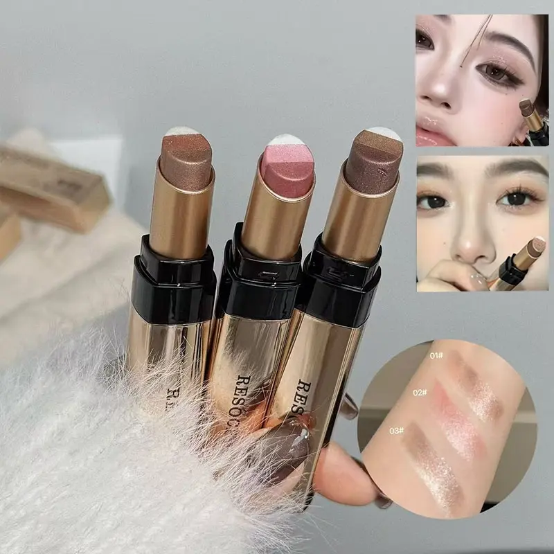 Hiny Fine Flash Glitter Shimmer Eyeshadow Stick, Durable Waterproof, Anti Dizziness, Easy To Apply, Natural Makeup Effect