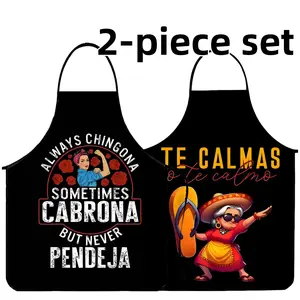 2-piece Set Heart Shaped Apron Set,Polyester Spanish Word Aprons,Unisex Cooking Apron, Mother's Day Gift, Apron for Women,Gifts for Sister,Aunt,Mother and Grandmother,Kitchen Essentials