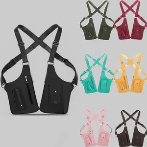 anti-theft hidden storage Men's Vintage Strap Underarm Satchel, Multifunctional Lightweight Backpack, Outdoor Mobile Phone Bag, Outdoor Vest Bag, Multifunctional Vest Bag, Blac