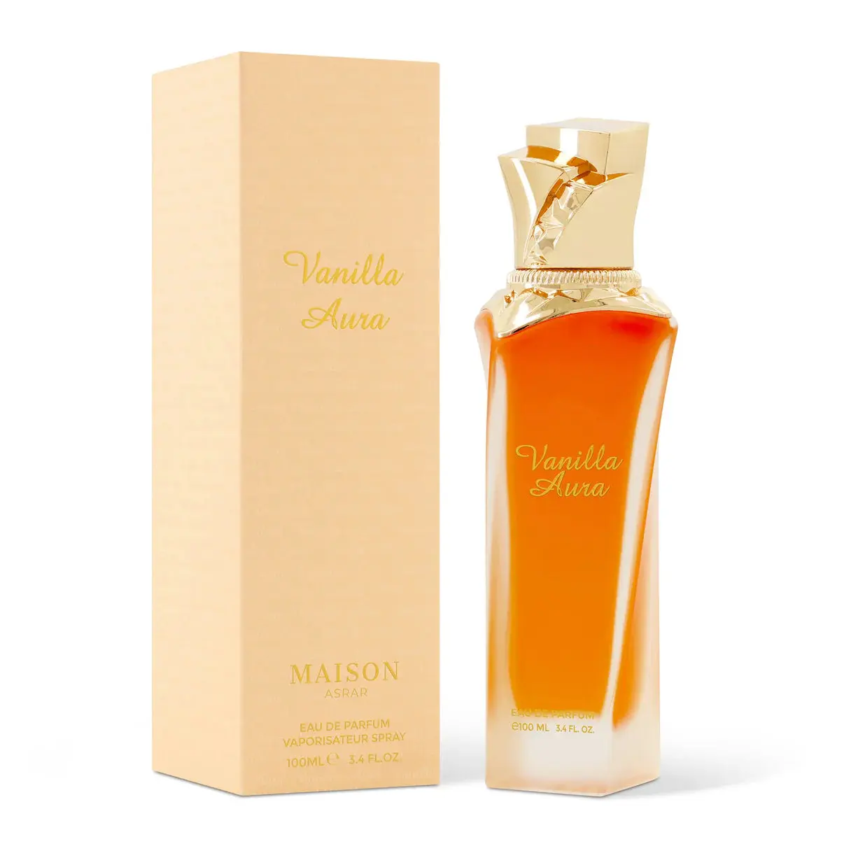 MAISON ASRAR Vanilla Aura Women's EDP Spray (100ML) - Gourmand Fragrance, Aromatic Amberwood, Citrus & Caramel Blend Notes, Radiant Women Perfumes, Perfumes For Women, Caramel Women's Fragrance