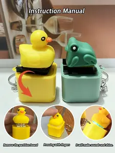 Funny Croaking Frog Duck Keychain Rechargeable Keyboard Fidget Clicker Sound Keyring With LED Light For Stress Relief