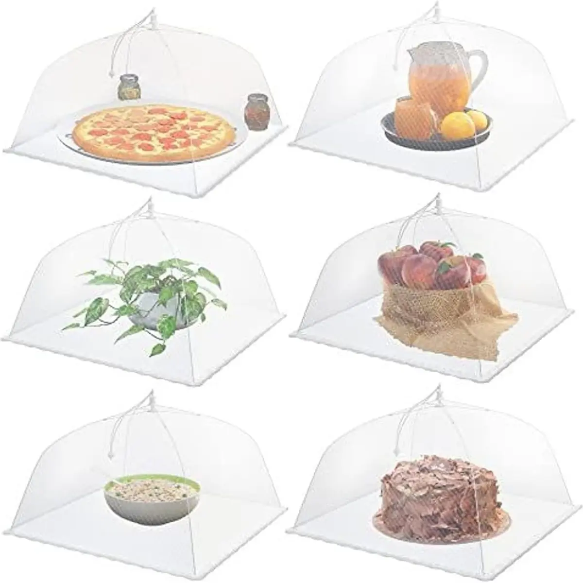 6pcs Foldable Mesh Pop-Up Food Covers Set - Reusable, Washable, Dustproof, Lightweight, Portable Home and Kitchen Utensils, Efficient Food Shielding Cooking Accessories for Outdoor Picnics, BBQs