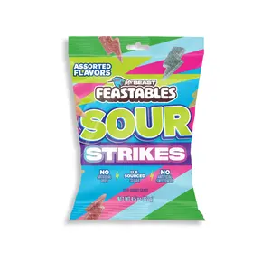Feastables by Mr.Beast - Sour Strikes – Mixed Gummies, Sour Candies, with Watermelon, Green Apple, Strawberry & Raspberry Flavors, Sweets for Kids and Adults, Perfect Halloween Snack
