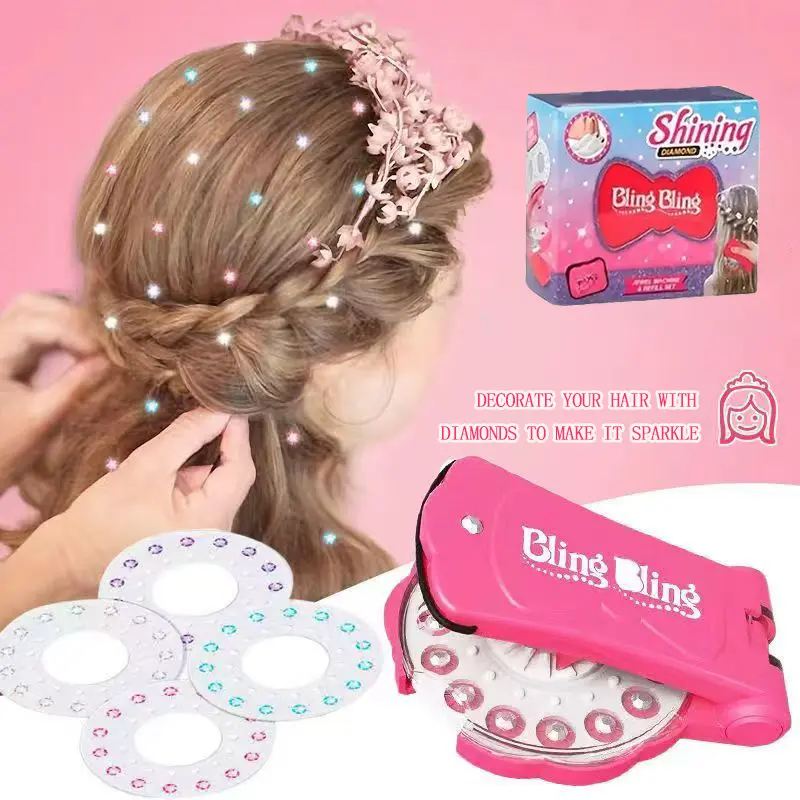 BingBling Hair Bedazzler Kit - 1 Gem Stamper, Kids' DIY Accessories with Barrettes Hair Clips, Ideal for Hairstyles, Birthday & Halloween Gifts
