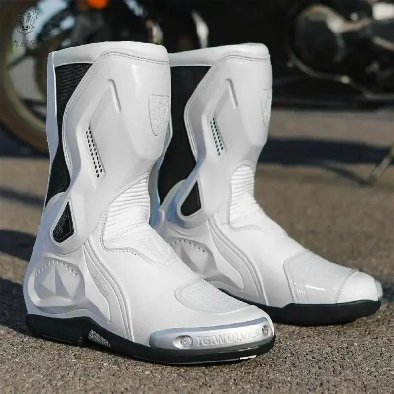 Men's Closed Synthetic Nanofiber Motorcycle Racing Boots - Casual, Breathable Everyday Biker Footwear with Thick Rubber Sole for Cycling (Home Supplies Rain Shoes Category)