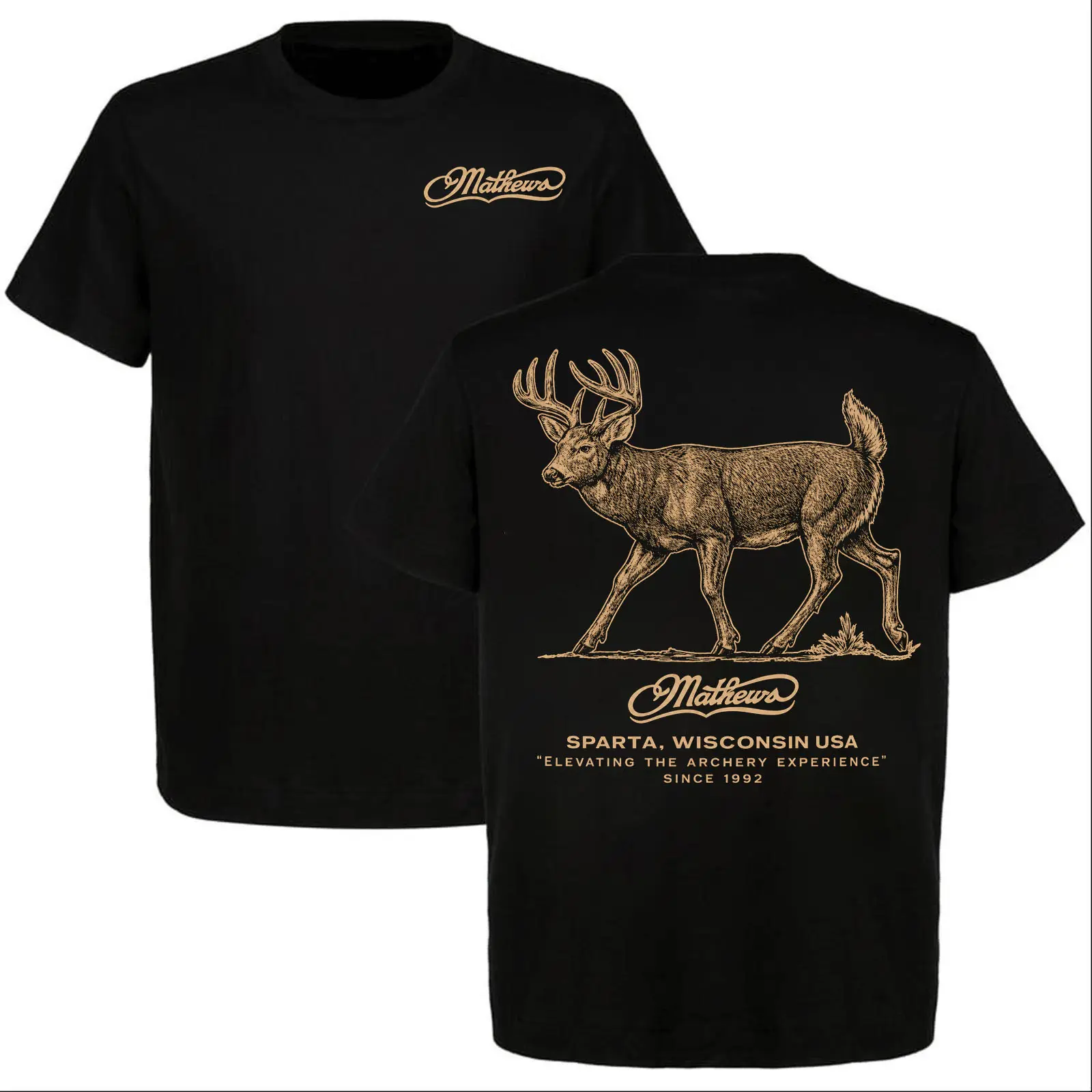 Mathews Archery Men's Whitetail Deer T-Shirt - Buck Bowhunting Graphic Tee | Sparta Wisconsin Archery Hunting Shirt