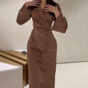 European And American Women's Clothing Temperament Long Waist Dress