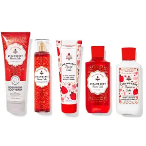 NEW - Bath & Body Works Skin Care Bundle Strawberry Pound Cake Wash Mist Cream Shower Gel and Lotion Full Size