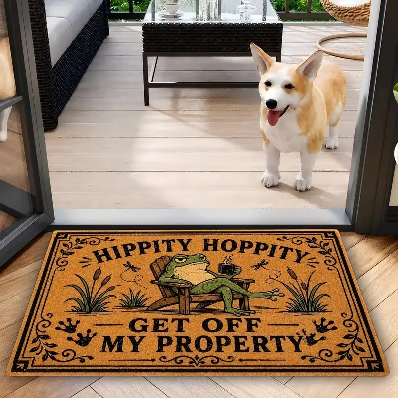 Hippity Hoppity Frog Doormat, Durable And, Versatile for Kitchen, Bedroom, Living Room, Bathroom, Balcony, Corridor, Porch, Indoor And Outdoor