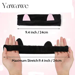 Ywawe Hair Accessories Super Soft Cat Ear Headband & Duck Billed Clip Cute Hairpin for Women