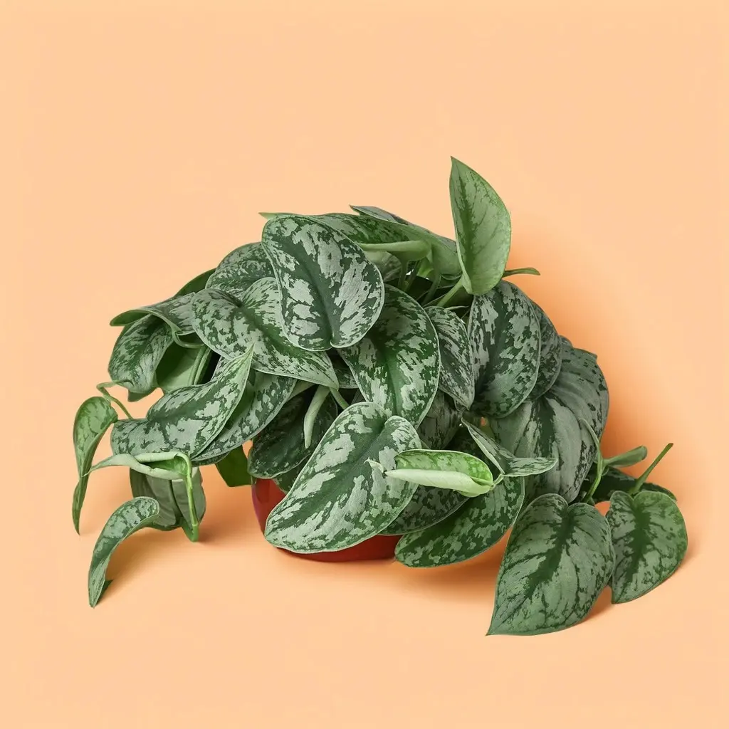 Pothos Silver Satin 'Scindapsus Pictus Exotica' – Indoor Live Plant, Exotic Pothos, Rare Silver-Gray Leaves, Easy Care & Air Purifying, Medium, Beginner Friendly, Trailing Pothos, Ideal for Home Decor & Baskets