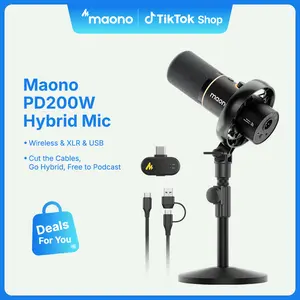 Maono PD200W Hybrid Wireless USB Streaming Mic - USB-XLR Connectivity, Cable, Adapter, Receiver, Noise Cancelling Audio for PC, Laptop, Smartphone, Camera - Ideal for Content Creators, Contentcreator,summerwins,father'sdaygifts