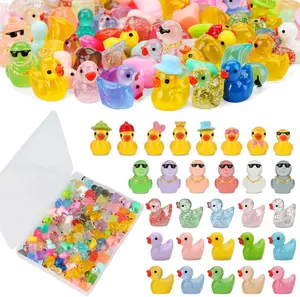 80 Pcs Mini Resin Ducks, Tiny Duck Animals Figures to Hide Plastic Glitter Little Ducks Glow in The Dark for Fairy Garden Dollhouse Miniature Landscape Fish Tank Aquarium Decor