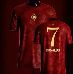 Portugal Football Shirt Ronaldo #7 – Luxury Red Gold Soccer Jersey, Performance Athletic Apparel, Match Day Fan Gear