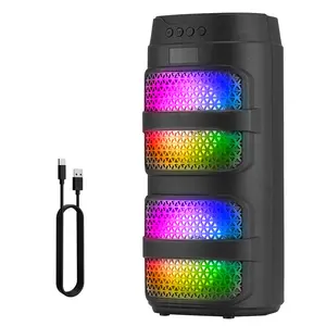 Dazone Dual 4inch Portable Bluetooth Speaker Rechargeable with LED Party Light FM USB TF TWS for Enhanced Audio Experience