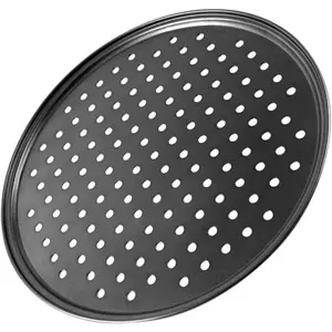 Sturdy 32cm Round Perforated Carbon Steel Nonstick Baking Tray - Kitchen Bakeware Baking Pan for Home Oven Pizza Making