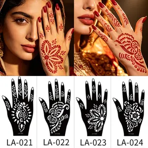 4pcs Reusable Self-Adhesive Hand Stencils - Floral Pattern Stencil Stickers, perfect for DIY body painting, ideal for parties and events, and also suitable for crafts, Craft Projects, reusable.
