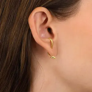 Golden/Silver Mini Animal Snake Earrings Unisex Daily Jewelry