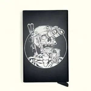 Laser Engraved Stealth Wallet - RFID Blocking Metal Pop-up Card Fanning Wallet for Men and Women, Durable Aircraft-Grade Aluminum