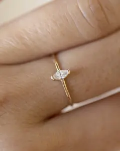 Dainty 14k gold marquise lab diamond ring | Timeless, minimalist, and perfect for stacking or gifting