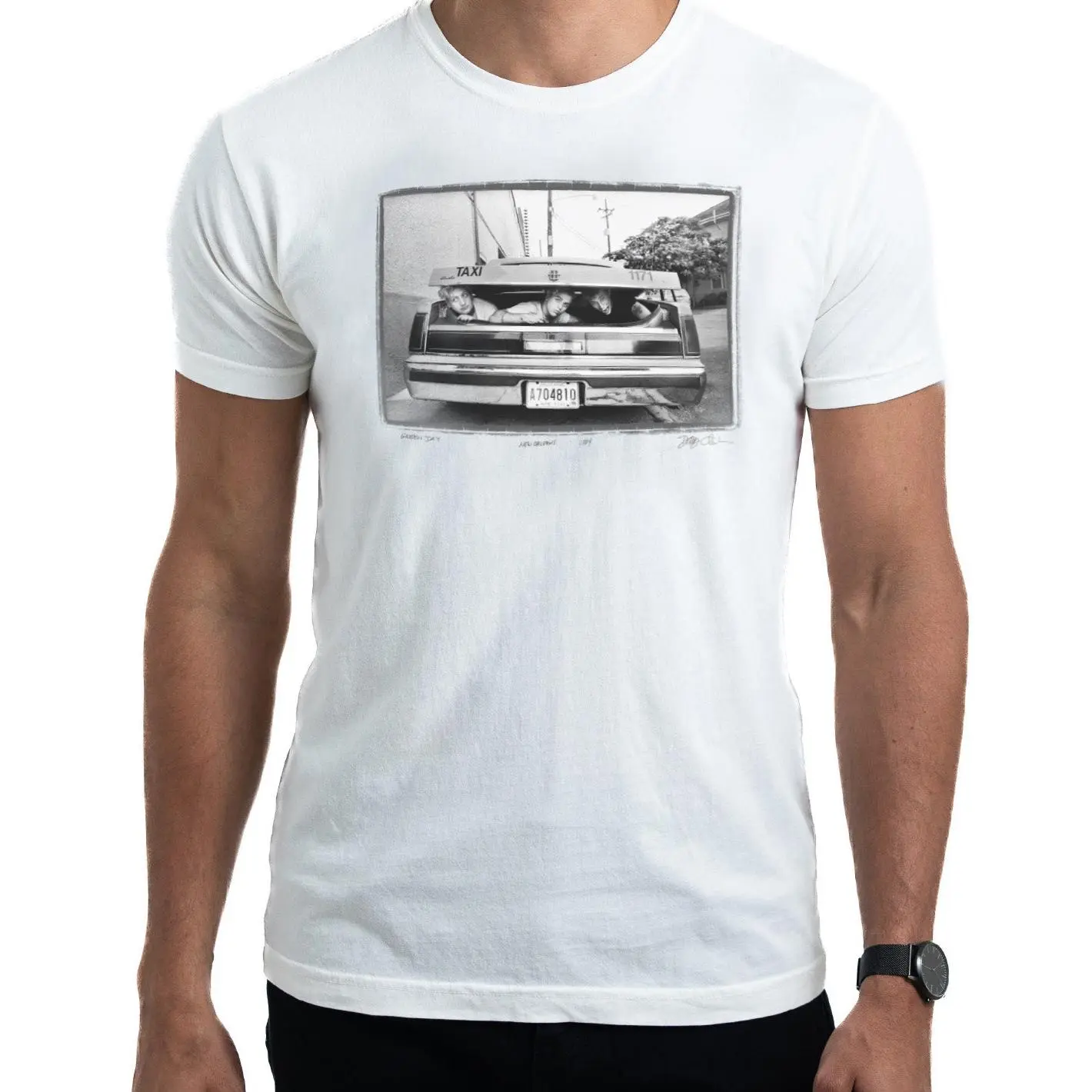 Green Day "Taxi" (Men's Vintage White Tee)