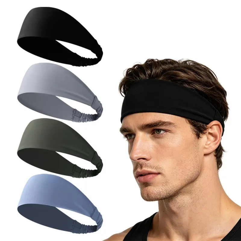Plain Sporty Headbands(4pcs) , Sweat-Wicking Yoga Bands, Ice-Feel Forehead Wraps, Unisex Gym Accessories, Daily Wear, Fitness Gift, Sports Headband
