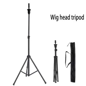 50 Inch Adjustable Wig Head Tripod Stand, Foldable Mannequin Head Stand with Carry Bag, Rose Gold Wig Stand Tripod for Cosmetology Hairdressing Training, Wig Making & Display