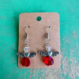 Red Heart Angel Earrings