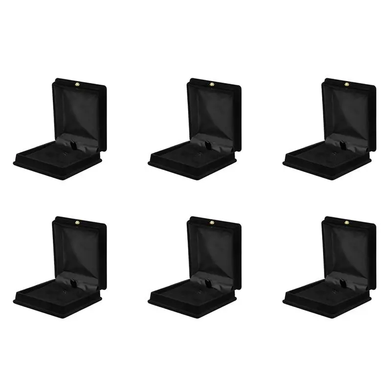 6 X Velvet Necklace Chain Jewelry Display Storage Box Gift Case Holder Organizer---Black, Rectangle