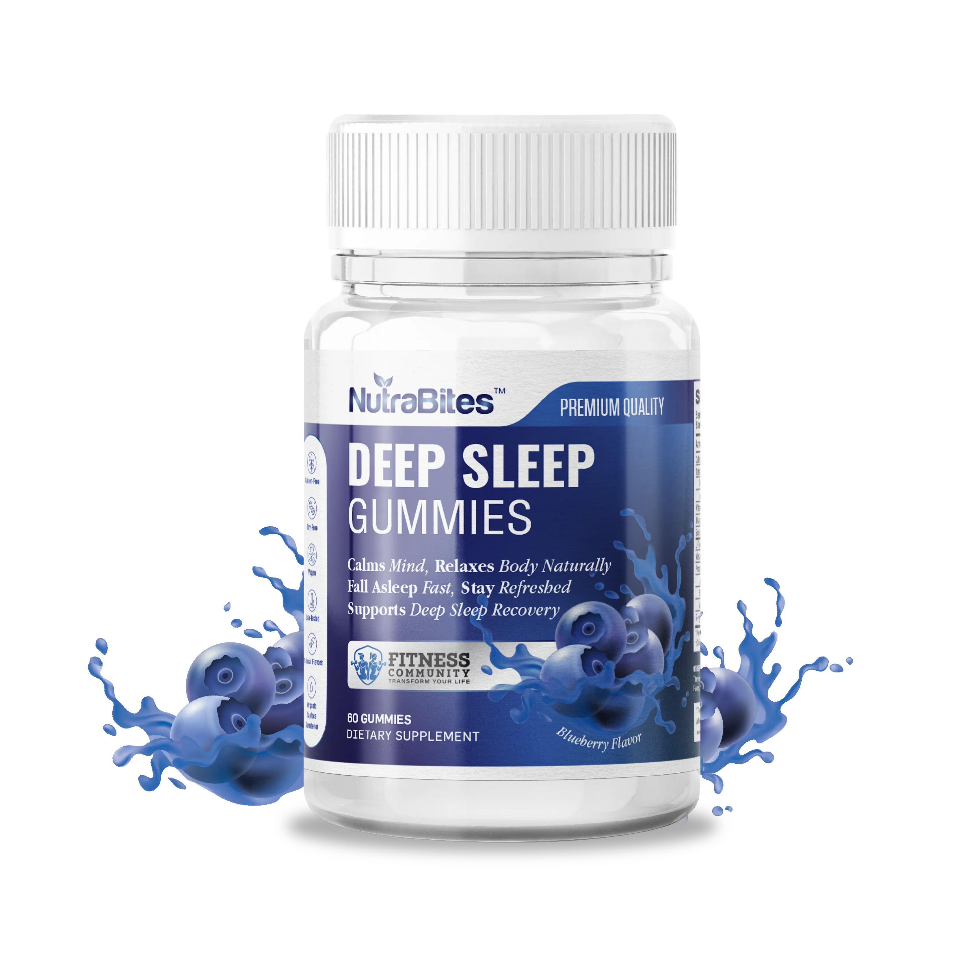 NutraBites Deep Sleep Gummies with Melatonin L-Theanine & Magnesium Vegan Blueberry Flavor for Calming Support & Restful Sleep - Healthcare
