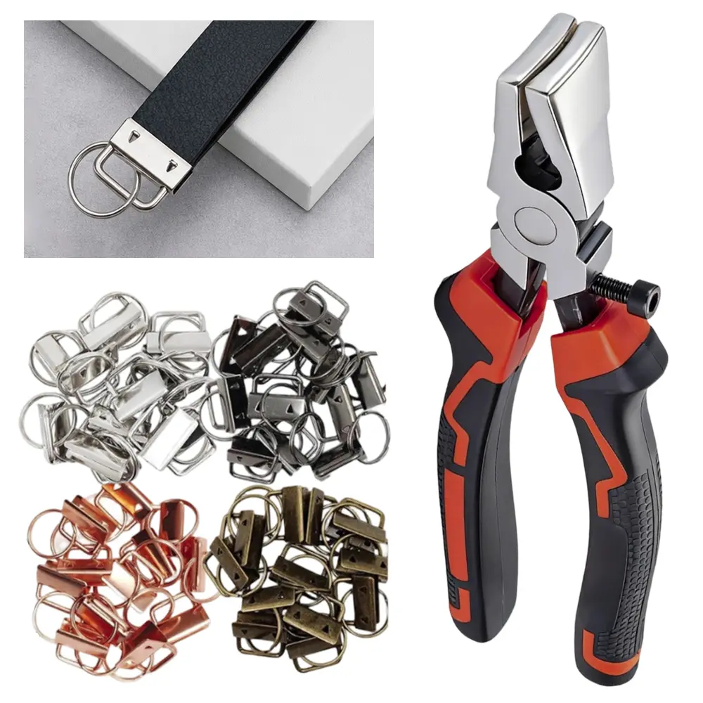 61 pcs Key Fob Hardware Set,1 Inch,with Pliers Tool,Lanyard Keychain Hardware, Glass Running Pliers with Jaws, Wristlet Clamp Hardware Supplies tiktokshopbacktoschool