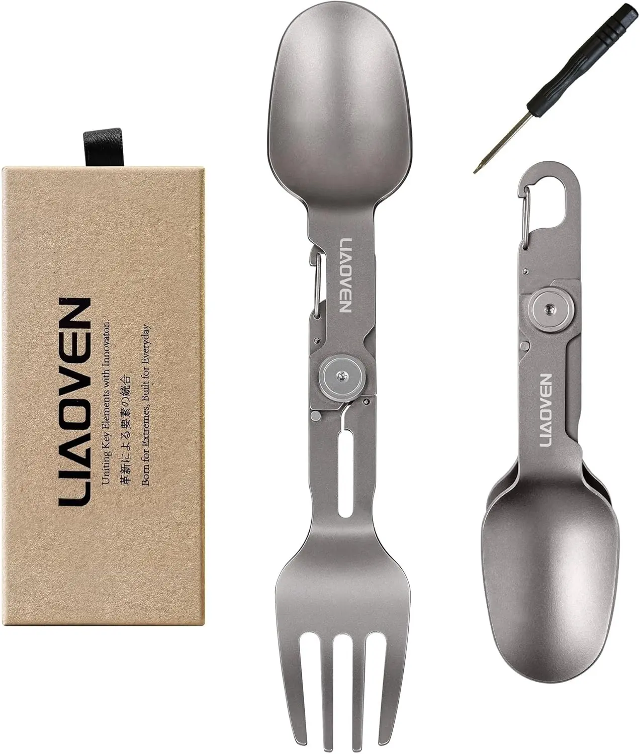 Ultralight Compact Titanium 3-in-1 Folding Spork with Locking Function, Eco-Friendly Portable Flatware for Camping, Backpacking, Travel, Home Supplies Gift