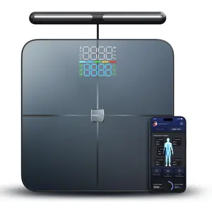 Amzmerit Smart Scale for Body Weight, 8-Electrode Digital Scale for Weight Fat BMI 28 Body Composition Measurement Bluetooth Bathroom Smart Scales, Rechargeable, Wi-Fi Compatible, Syncs to Free App
