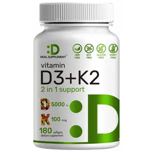 Vitamin D3 K2 5000IU Softgel, 180 Count
