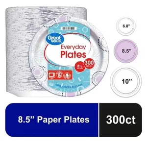 Great Value Disposable Paper Plates, 8.5 Inch, 300 Count