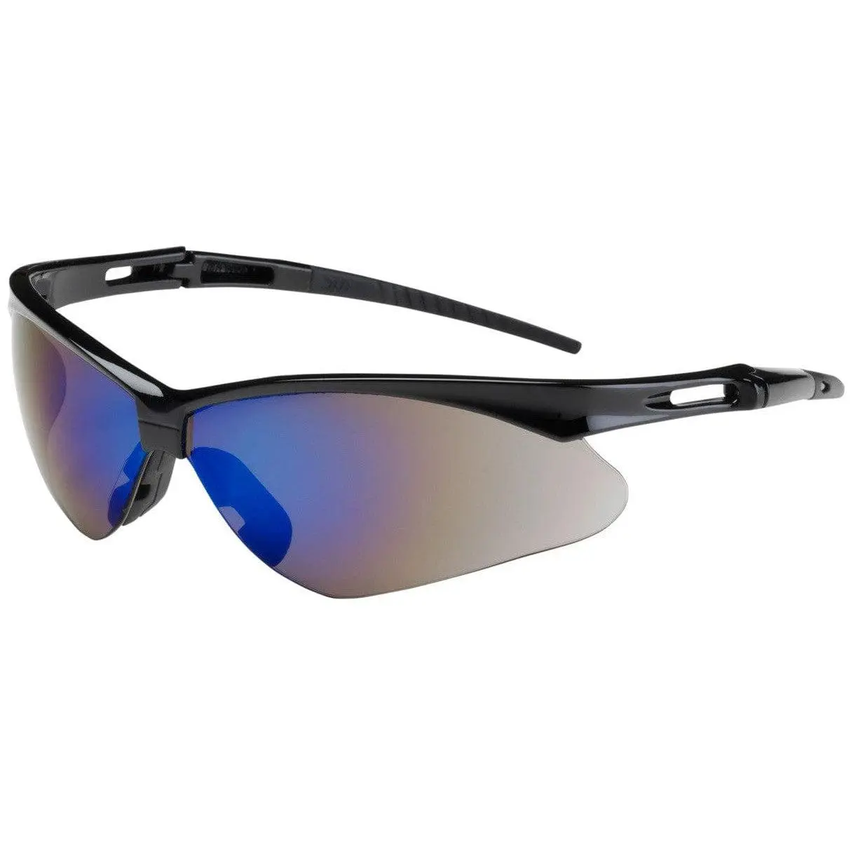 Bouton Rimless Safety Glasses, Meets ANSI Z87.1+ Standards, Black Frame, Blue Mirror 9-Base Curve Lens, 99.9% UV/Sun Protection, Adjustable Neck Cord, Comfortable Nose Pads, Bayonet Temples, Manufacturer Warranty, Indoor/Outdoor Sports Use