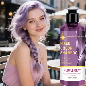 Purple gray Fixed Color Hair Shampoo, Moisturizing Hair Dye Shampoo, Hair Care Product for Dry & Damaged Hair, Suitable for Daily and Makeup Use