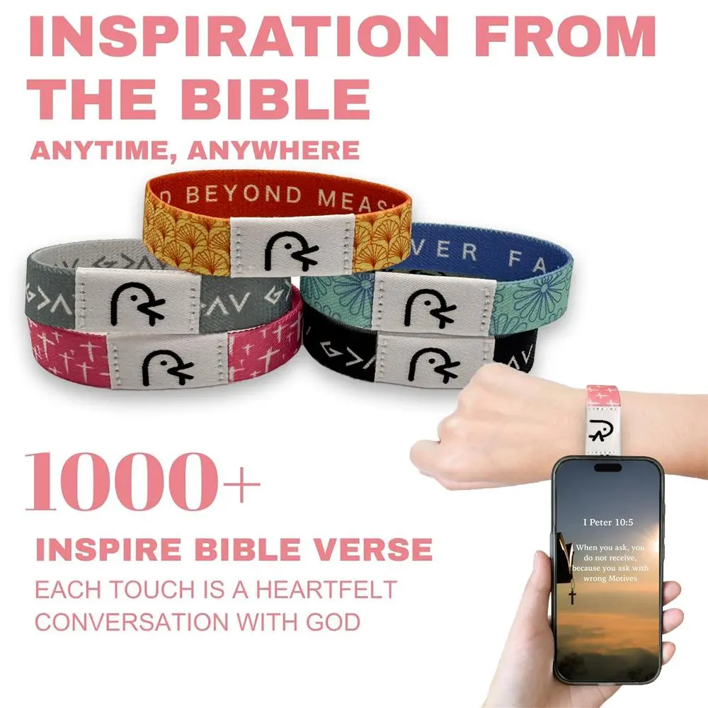 Daily Bible Verse Bracelet Wearable Christian Bracelet NFCDaily Bible Verse Bracelet Wristbands for Women Men TeensElastic Inspirational Bible Verse Bracelets Gifts,Read Aloud With Audio