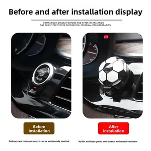 Football Shape Car Start Button Decor Set, Metal Mechanical Switch, Motorcycle Start Button Cover, Fashion Football One-Key Start Cap